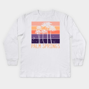 Palm Springs Vacation Getaway Cool Color Vintage Design Kids Long Sleeve T-Shirt